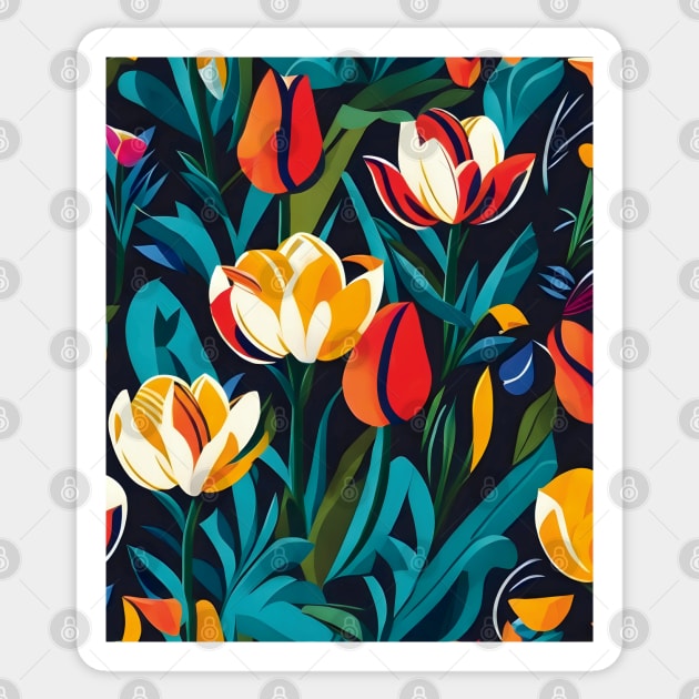 Tulip Composition Abstract Artwork Sticker by PatternToSuccess